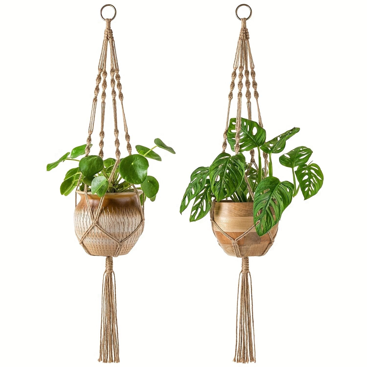 1pc Hemp Rope Plant Hangers Indoor Hanging Flower Pot, Bohemian Decor Plant Net Bag, Plant Container Accessories