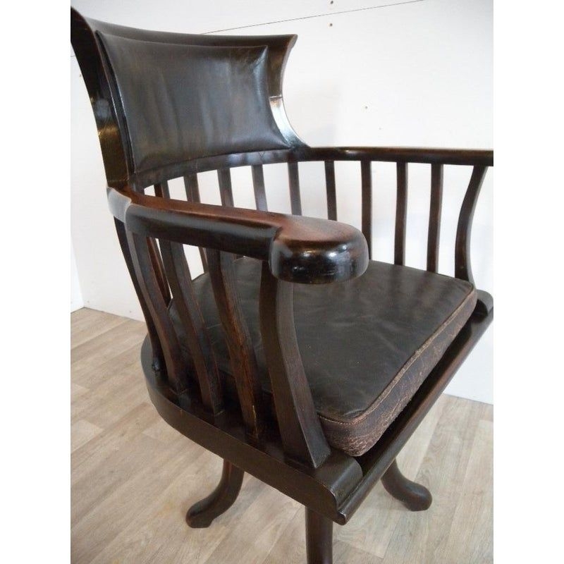 Antique Captain's Swivel Desk Chair, England, 1900s