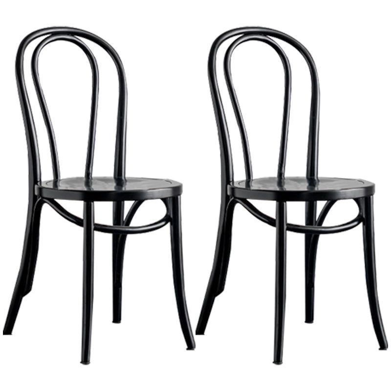 Contemporary Kitchen Chairs Dining Wood Windsor Back Armless Side Chairs - Black / 2 Piece Set