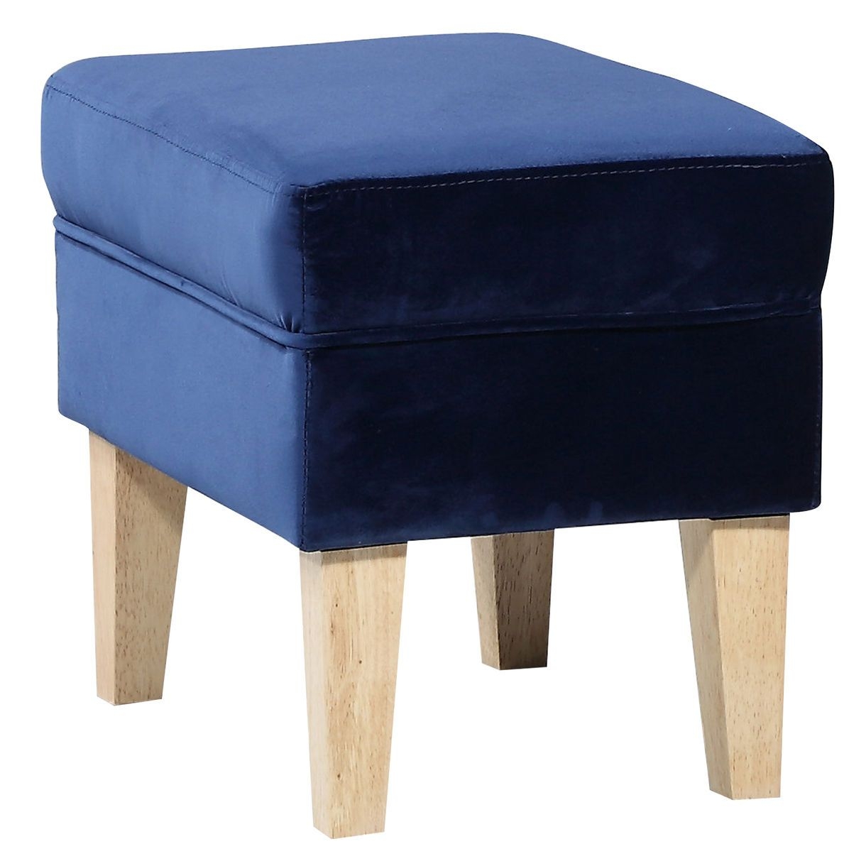 Elisa Velvet & Timber Ottoman Navy blue Dover Mason