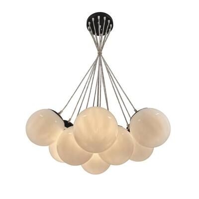 EQLight Cloud 13-Light Cluster Black Chandelier with White Globes