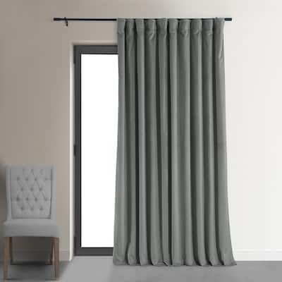 Exclusive Fabrics & Furnishings Silver Grey Extra Wide Velvet Rod Pocket Blackout Curtain - 100 in. W x 120 in. L (1 Panel), Silver Gray