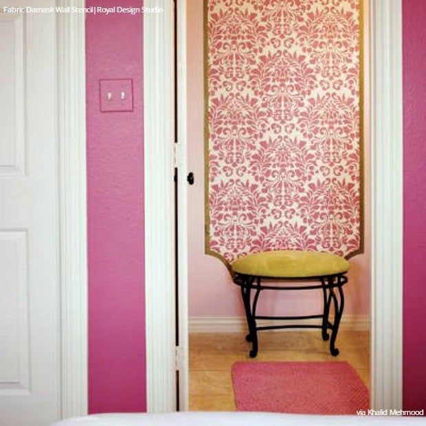 Fabric Damask Wall Stencil - Standard Size
