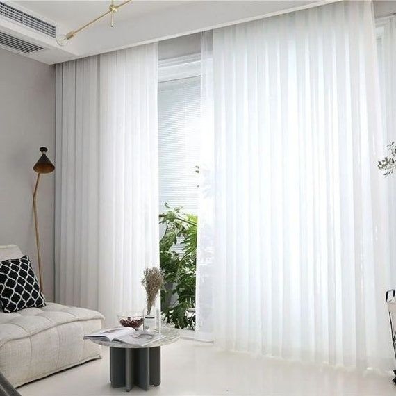 IHF Sheer Voile Solid Extra Wide Extra Long Seamless Grommet Eyelet Pleated Panels Curtains Drapes Off White
