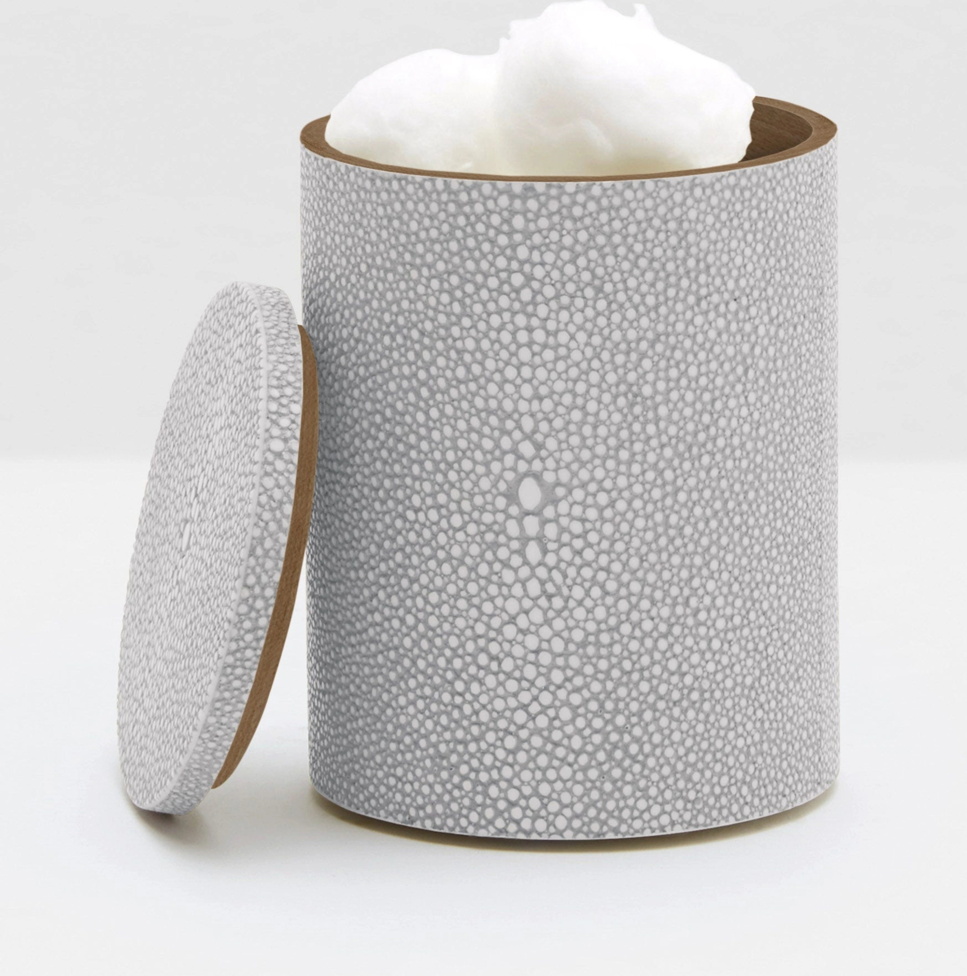 Pigeon & Poodle Manchester Canister - Finish: Ash Gray Realistic Faux Shagreen; Size: 3" L x 3" W x 4" H