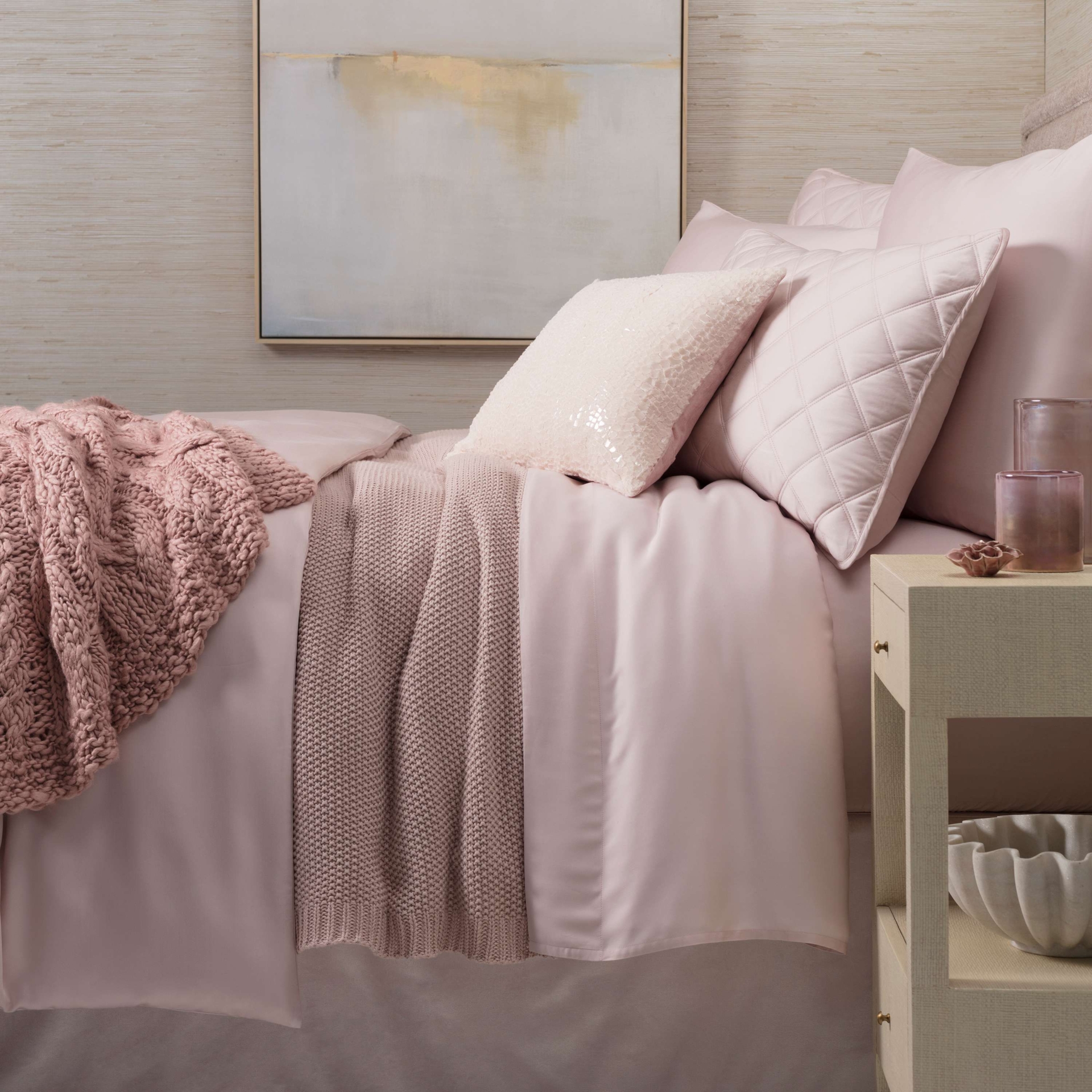 Pine Cone Hill Silken Solid Slipper Pink Duvet Cover - King