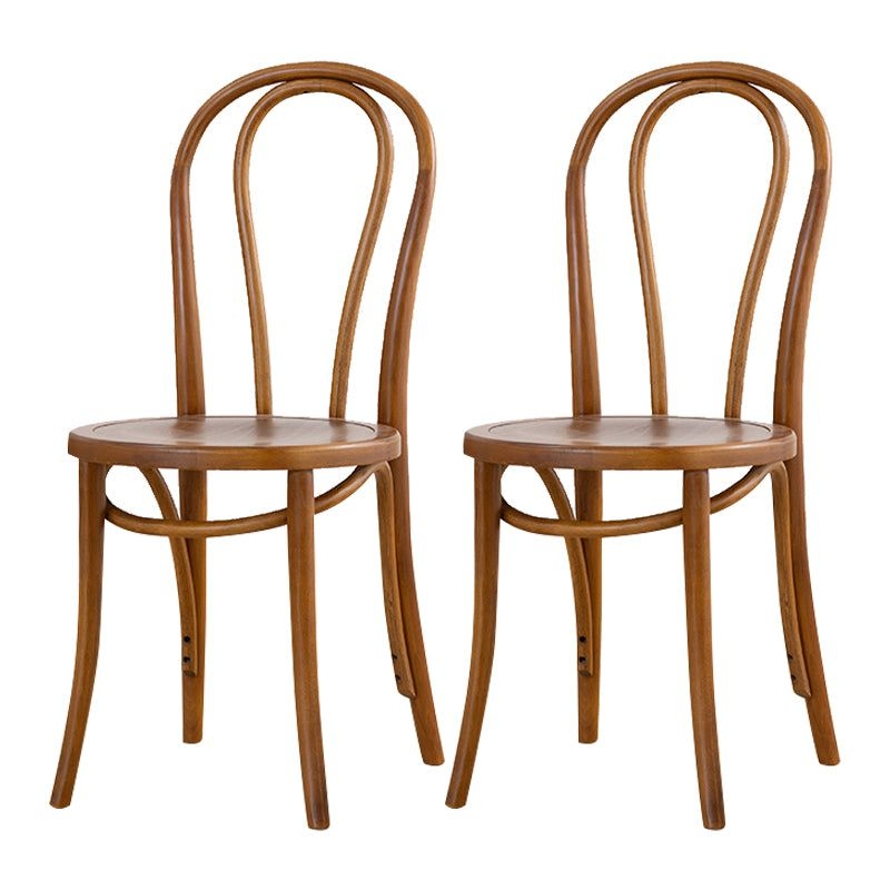 Traditional Beech Windsor Back Chair Natural Wood Dining Chair (Set of 2) - Walnut