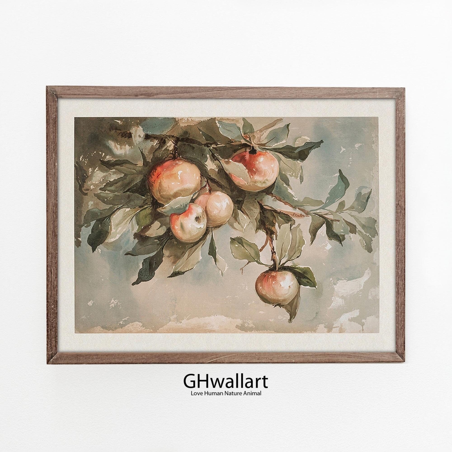 Vintage Apple Tree Print | Rustic Farmhouse Kitchen Decor Painting PRINTABLE | Cottage Art Decor / Downloadable Painting