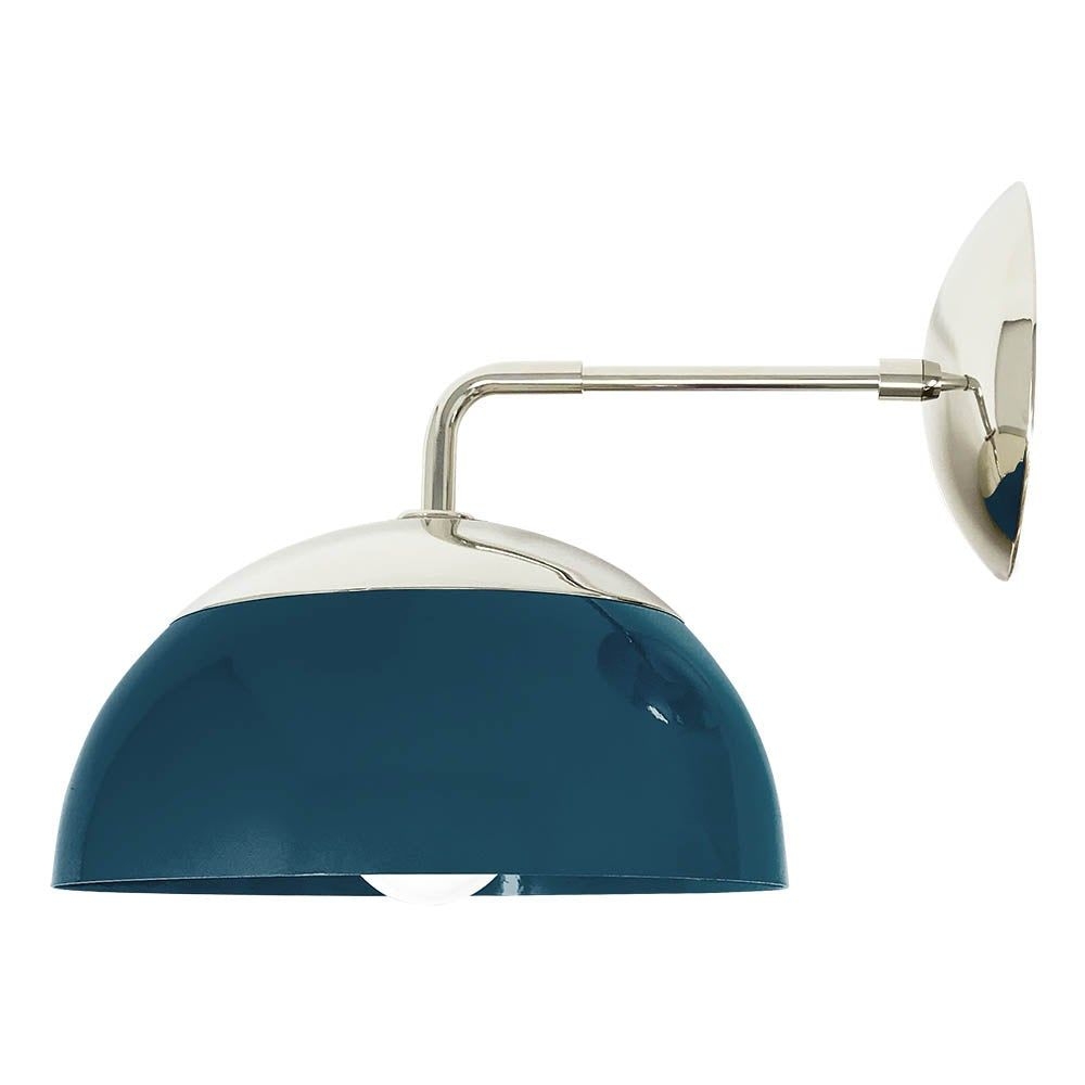 1-Light Color Cadbury Modern Wall Sconce 10" Lighting Nickel + Slate Blue | Dutton Brown