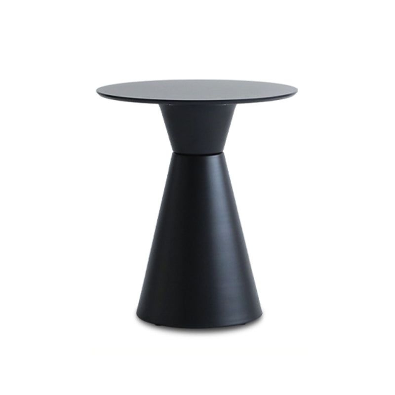 28.3  H Single Leg Metal Base Solid Color Round Slate Coffee Table For Apartment - 23.6L x 23.6W x 28.3H / Black