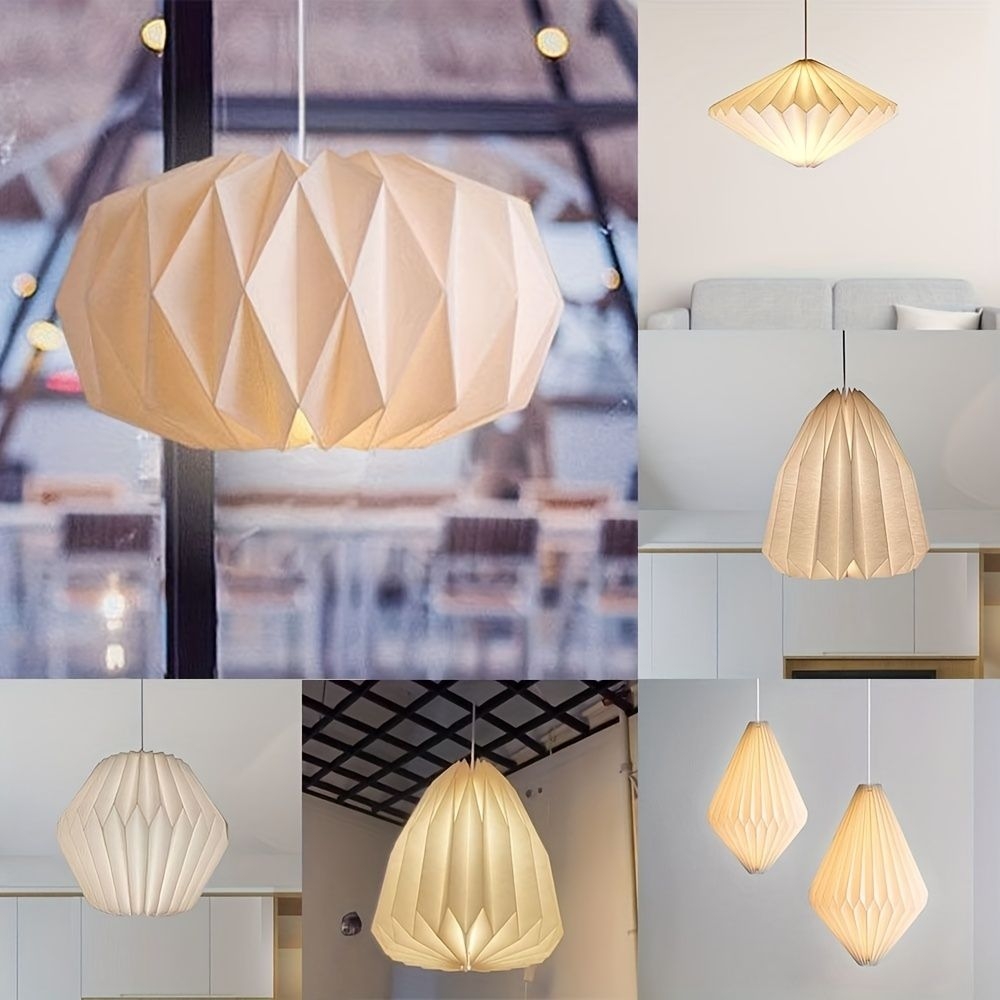 Abat-jour En Papier 1pc, Papier Pliable Cratif, clairage Intrieur Origami Suspendu Couvercle De Lampe Suspendue, Dcoration De La Maison