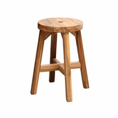 Acacia Wood Stool Round Top Outdoor Bar Stool