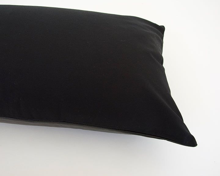 Black Faux Leather Extra Long Lumbar Pillow Case - 14x36