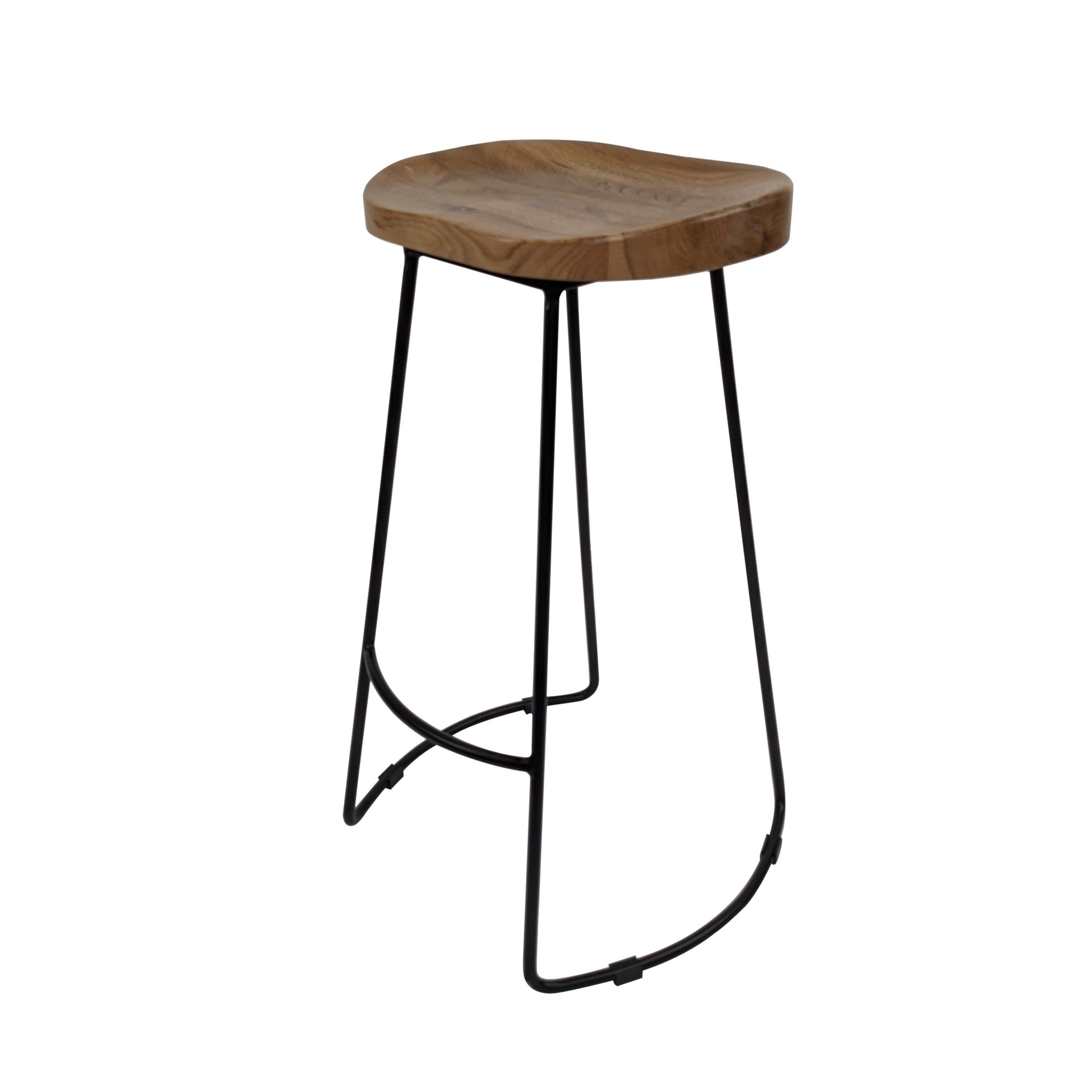 Black Steel Barstool Natural