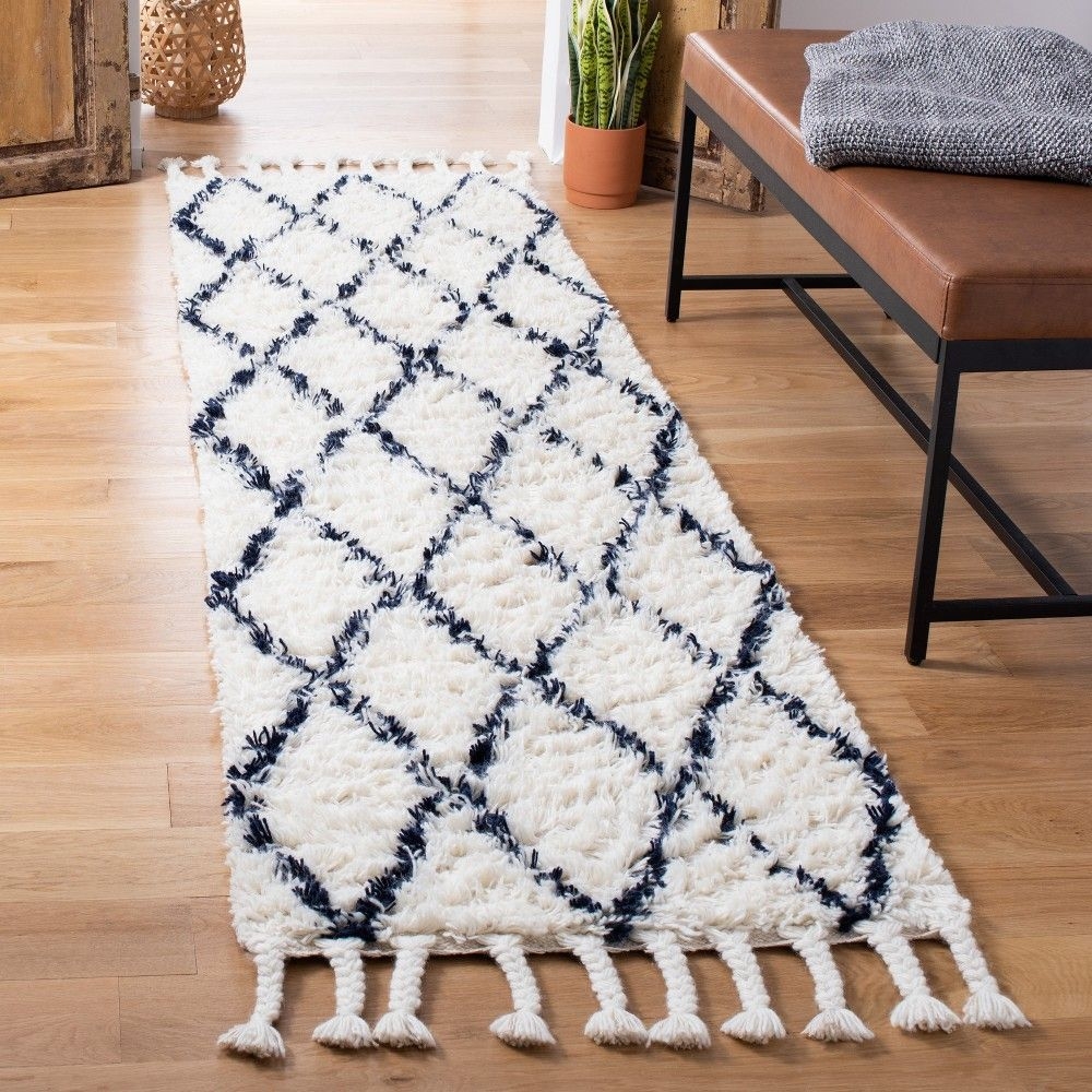 Casablanca CSB951 Hand Tufted Area Rug - Navy/Ivory - 2'3" X 8' - Safavieh
