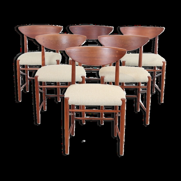 Ensemble de 6 chaises Peter Hvidt et Orla Molgaard Nielsen modle 316