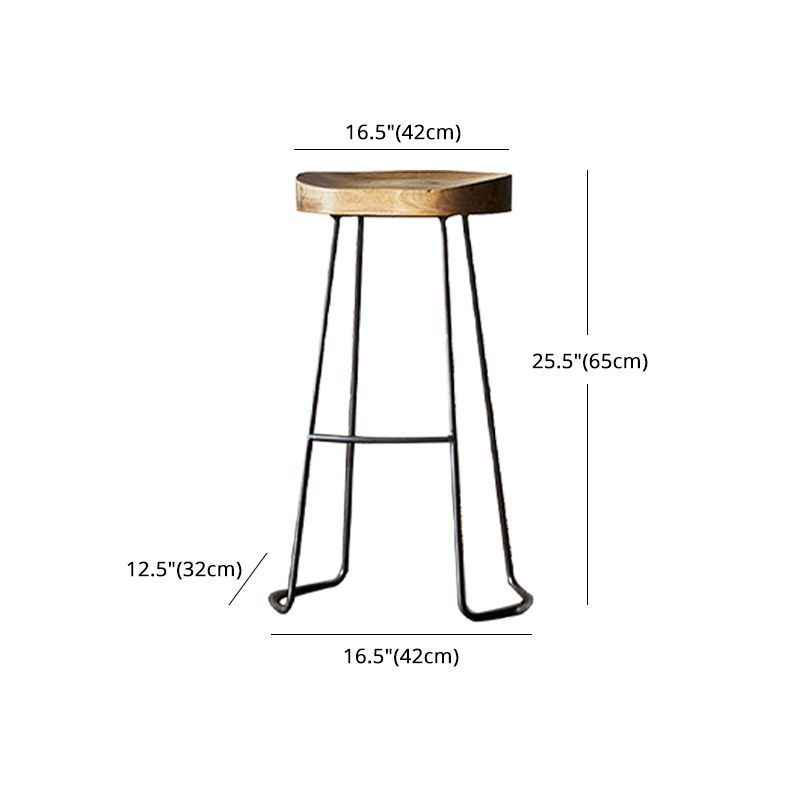 Industrial Backless and Armless Bar Stool Wooden Counter Stool - 1 Piece / Counter Stool(26H)