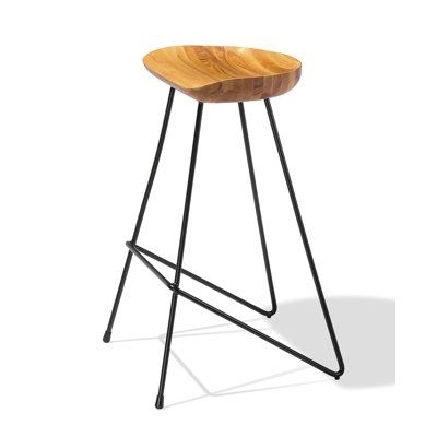 Industrial Modern Counter & Bar Stool Wood/Metal in Black/Brown, Size 27.0 H x 18.0 W x 17.0 D in | Wayfair