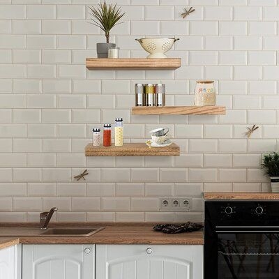 Latitude Run Wood Floating Shelves Wall Mounted 17 Inch in Brown, Size 1.6 H x 17.0 W x 6.7 D in | Wayfair | Home Decor