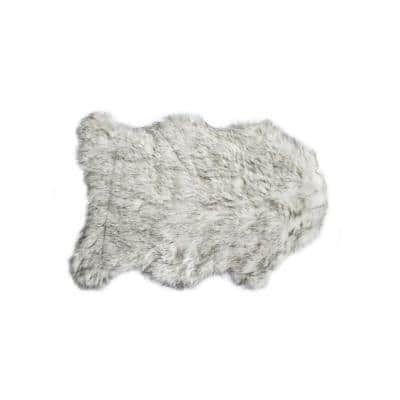 Luxe Faux Fur Gordon Gradient Gray 2 ft. x 3 ft. Faux Sheepskin Indoor Rug