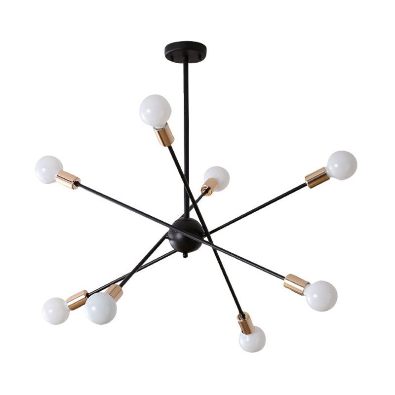 Metal Line Spark Chandelier Contemporary Pendant Light for Kitchen Dining Room - 8-Light / Black