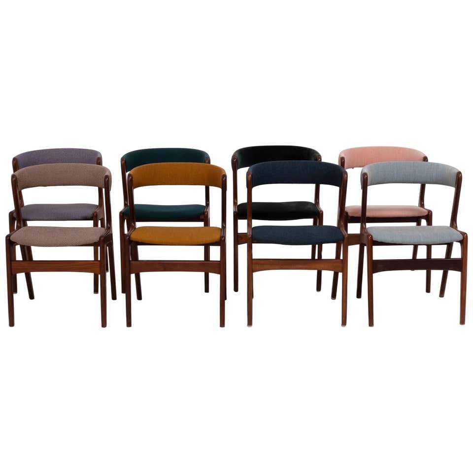 Mid Century Modern Solid Teak T21 Fire Chairs by Korup, Set of 8