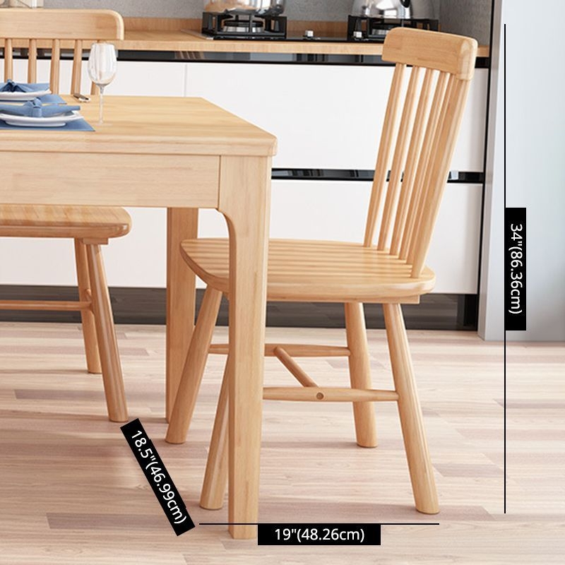 Minimalist Brown Standard Dining Set Rectangle Shape Solid Wood Dining Set with 4 Legs Table - 59.1L x 31.5W x 29.5H / Natural / 5 Piece Set