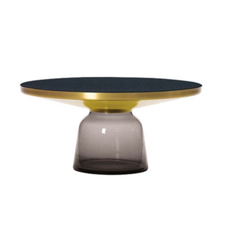 Pedestal 1 Single Coffee Table Metal and Glass Statement Cocktail Table - 30L x 30W x 14H / Gray