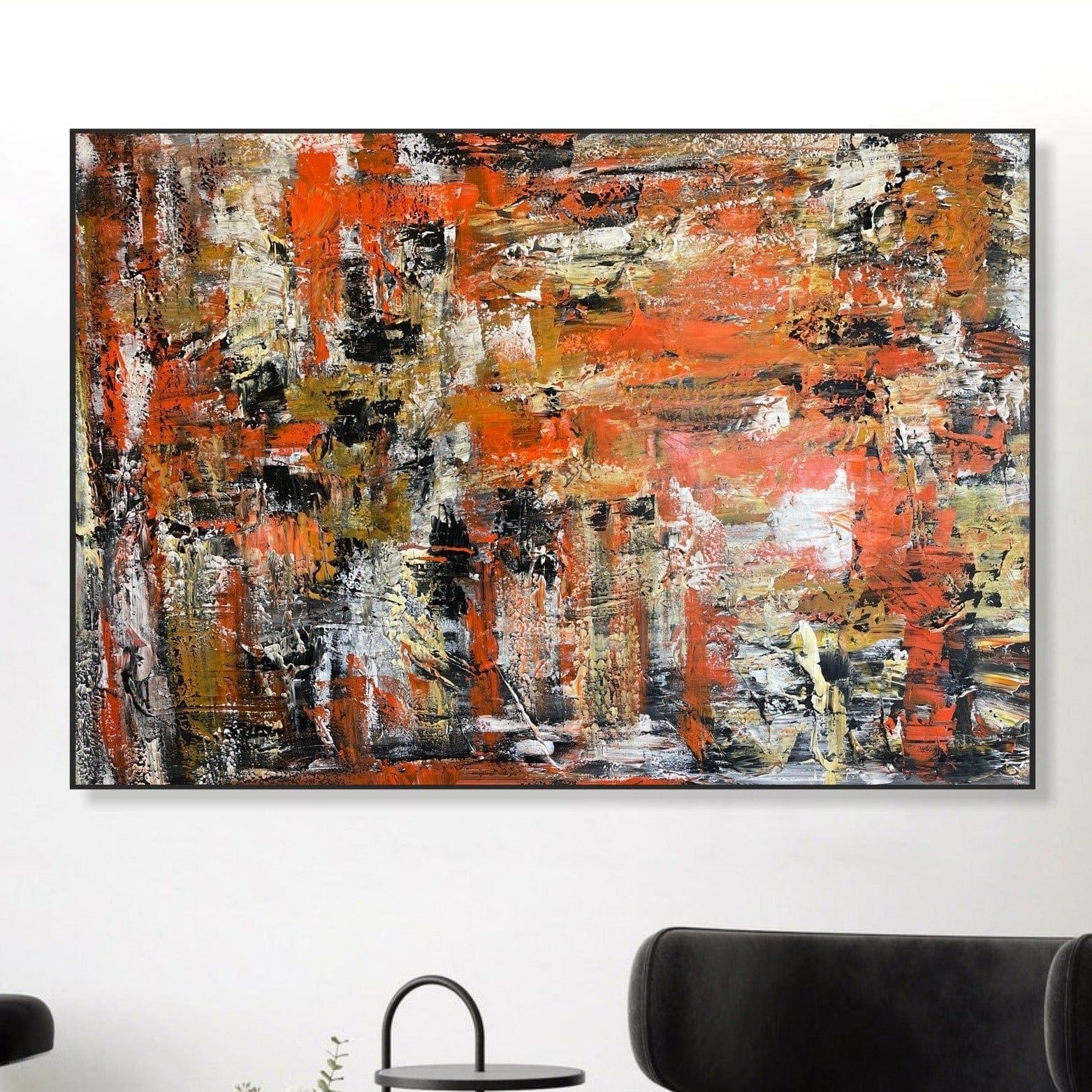 Pintura colorida abstracta original grande sobre lienzo Arte figurativo abstracto Pintura al leo con textura Expresionista Arte de personas Pintura hecha a mano | CROWD - Pintura colorida abstracta original grande sobre 