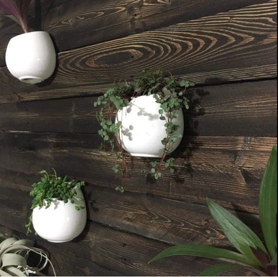 SET OF 3 White Ceramic Planters, Wall Mountable Vase, Hanging Succulent Pots, Decorative Ceramic Flower Planters, Wall Planters