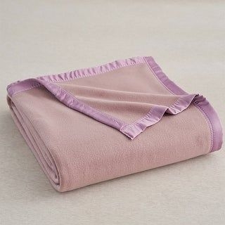 Summer Satin Fleece Blanket with Silk Sateen Border (Wood Rose - Twin), Pink