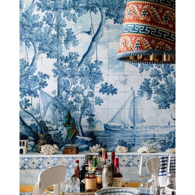 Sundance Villa Azure Mural 9.83' L x 20.5" W Textured Wallpaper Roll