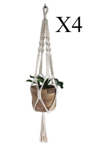 Time Concept Macrame Plant Hanger Flower Pot Hanging Baskets Holder Set Of 4