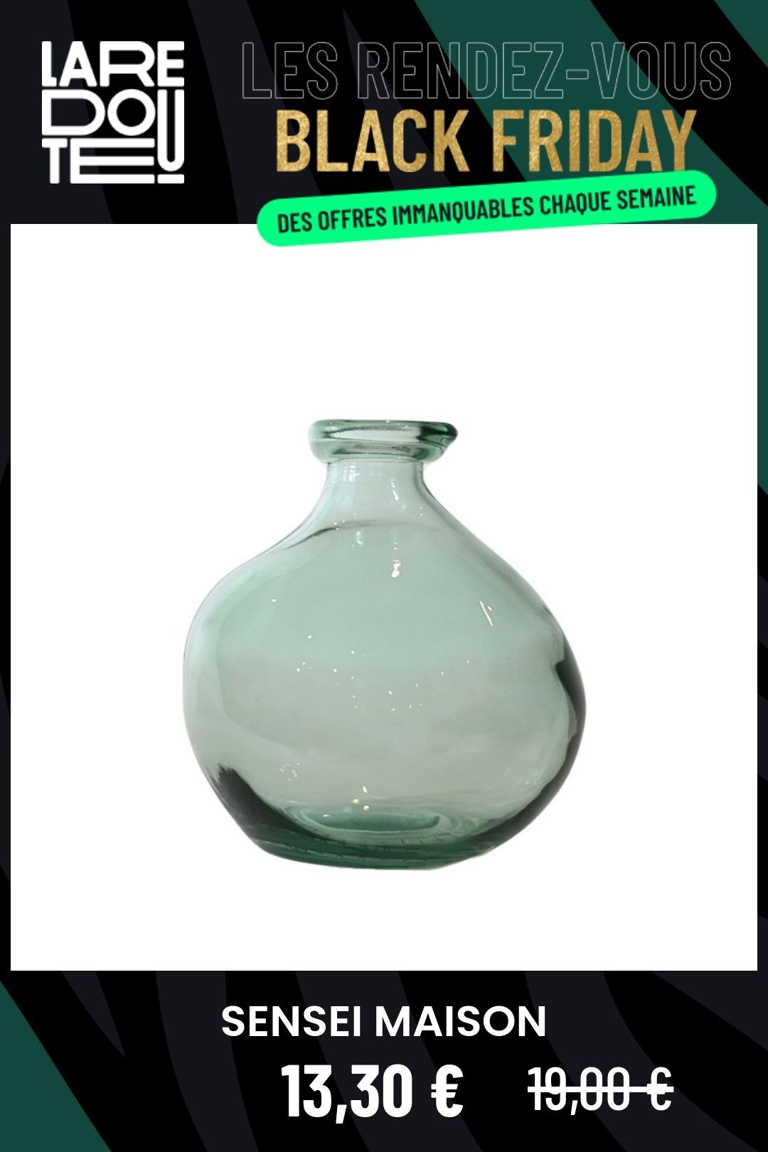 Vase En Verre Recycl H 18 Cm Scandic