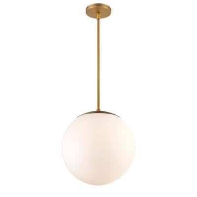 WAC Lighting Niveous 13 in. 120-Watt Equivalent Integrated LED Aged Brass Pendant with Glass Shade