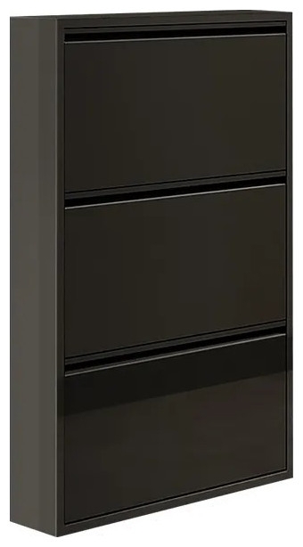 Black Narrow Shoe Storage Cabinet Wall Mounted, Large