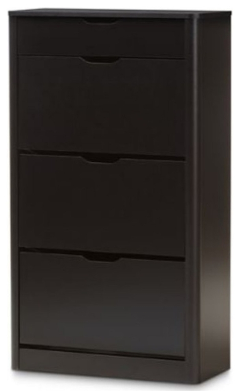 Bowery Hill Contemporary 4 Drawer Shoe Cabinet in Black Finish