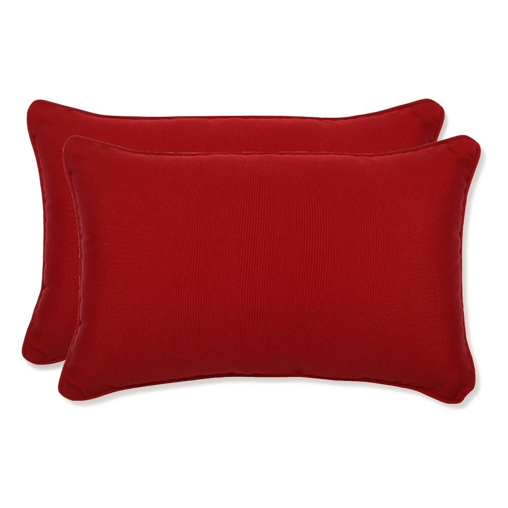 11.5"x18.5" Fresco 2pc Rectangular Outdoor Throw Pillows Red - Pillow Perfect