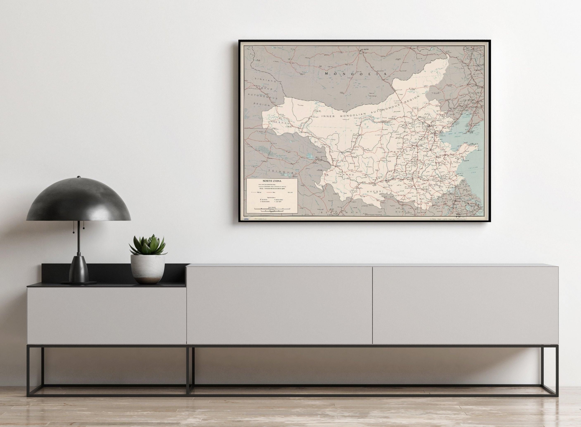 1969 Map| North China| China|Inner Mongolia China Map Size: 18 inches