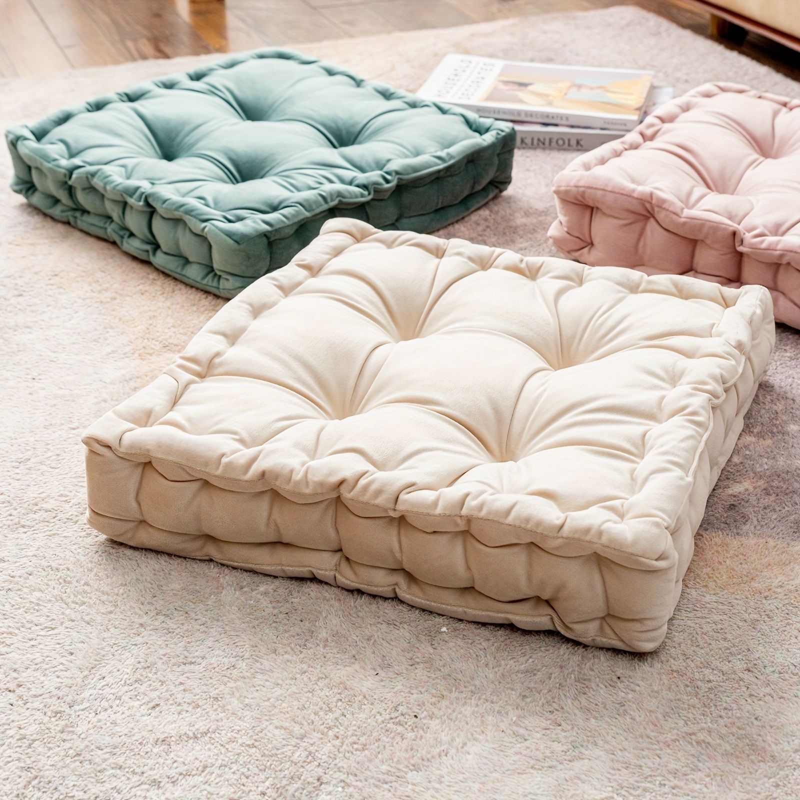 1Pc Coussin Carr En Coton Rtro, Coussin De Chaise, Coussin De Sol, Convient Pour Les Chambres  Coucher, Les Canaps, Les Salons Et La Dcoration De Camping  La Maison