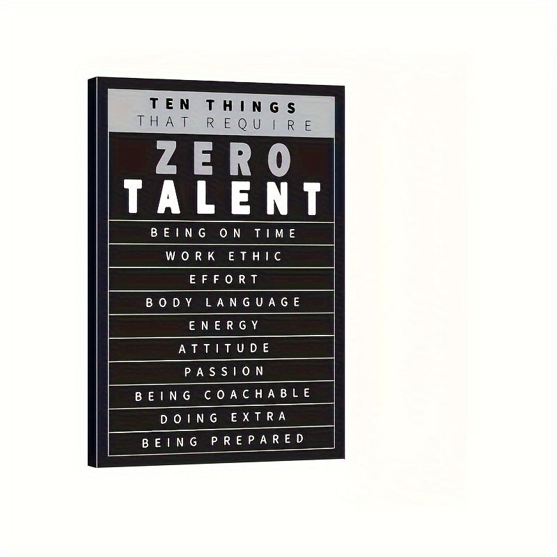 1pc Dix Choses Qui Ncessitent Zro Talent Citations Inspirantes Art Mural Talent Dcor Motivationnel Murale Toile Murale Pour Dcoration De Bureau Pas Encadre