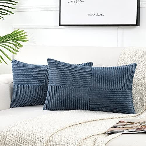 2 Packs Lumbar Decorative Throw Pillow Covers 12x20 Inch 12"x20" Dusty Blue
