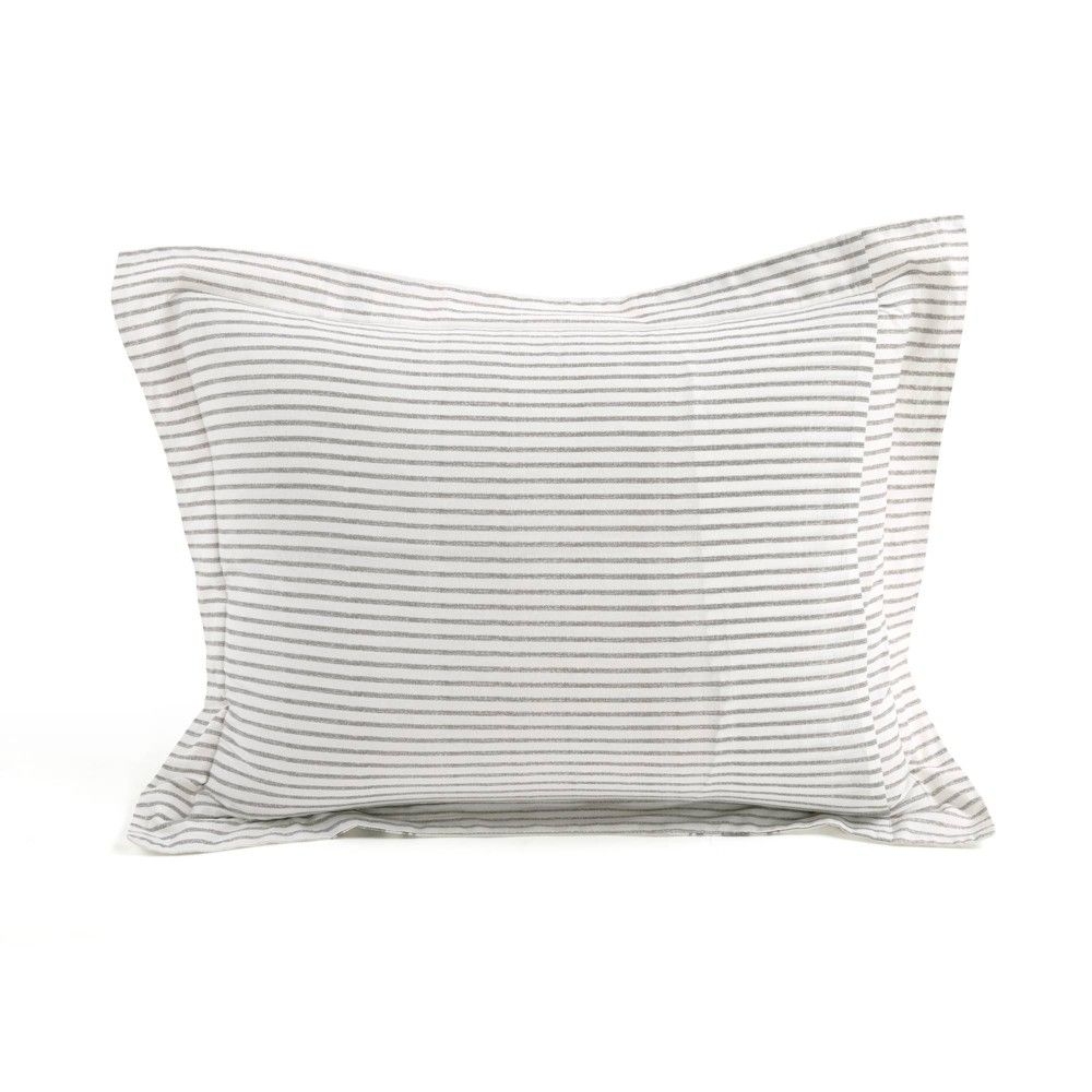 3pc King Farmhouse Stripe Reversible Duvet Set Gray - Lush Dcor