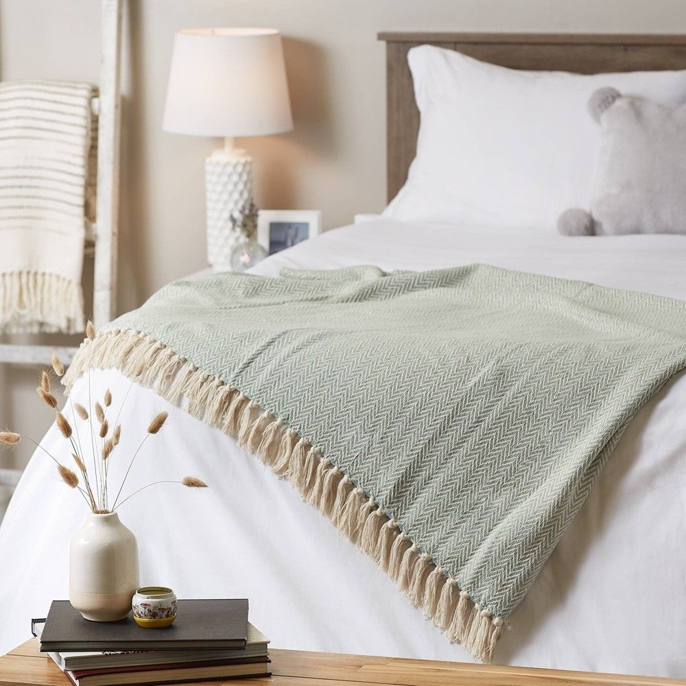 50"x60" Handloom Chevron Throw Blanket Jadeite - Design Imports