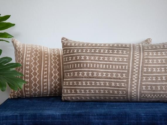 African Mud Cloth Bogolan Pillow, Vintage