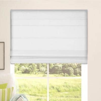 Arlo Blinds White Cordless Bottom Up Blackout Fabric Roman Shade 29.5 in. W x 72 in. L (Actual Size)