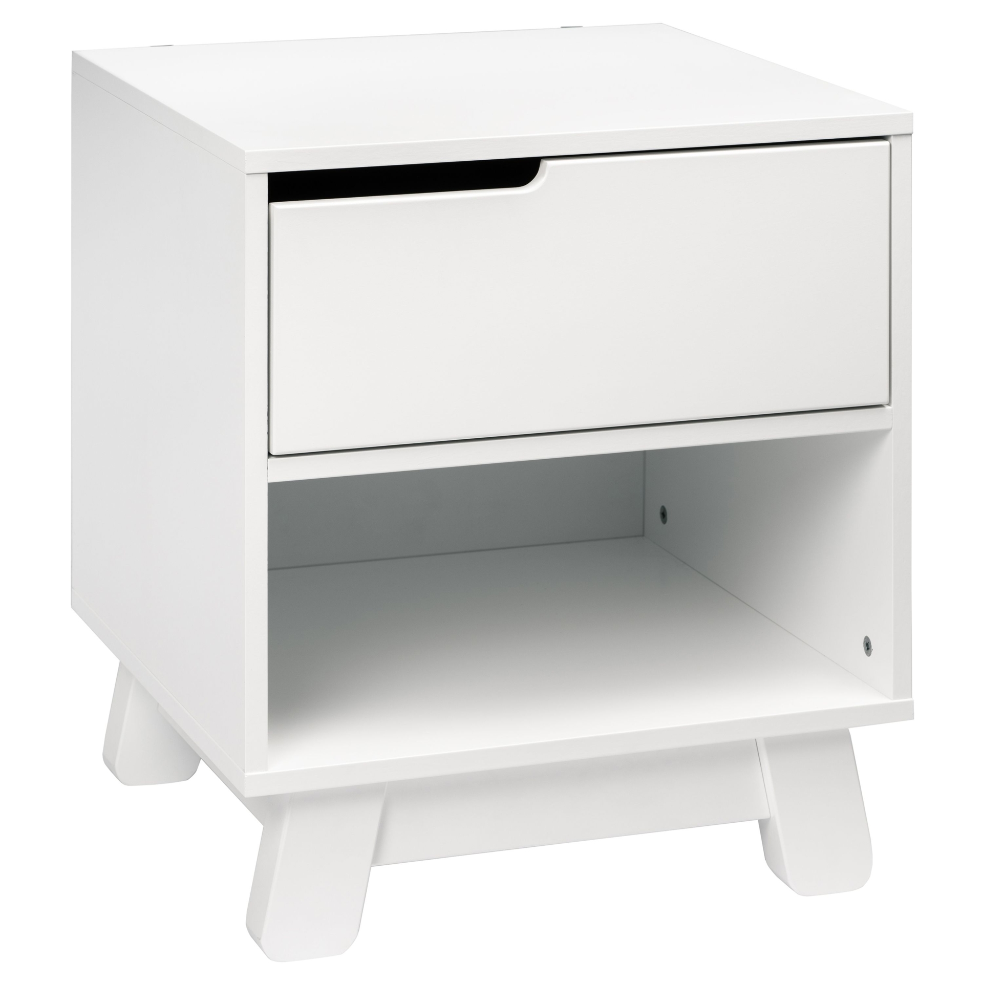Babyletto Hudson Mid Century Modern White Wood Nightstand with USB Port