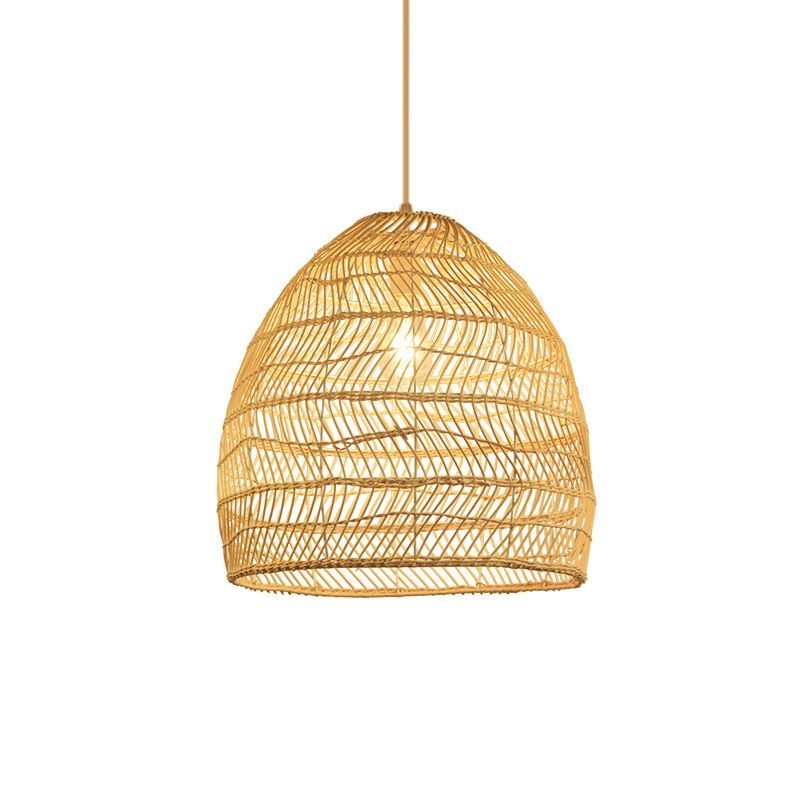 Bamboo Basket Ceiling Pendant Light Asia Style Suspension Pendant Light in Beige - Beige-Yellow / 16
