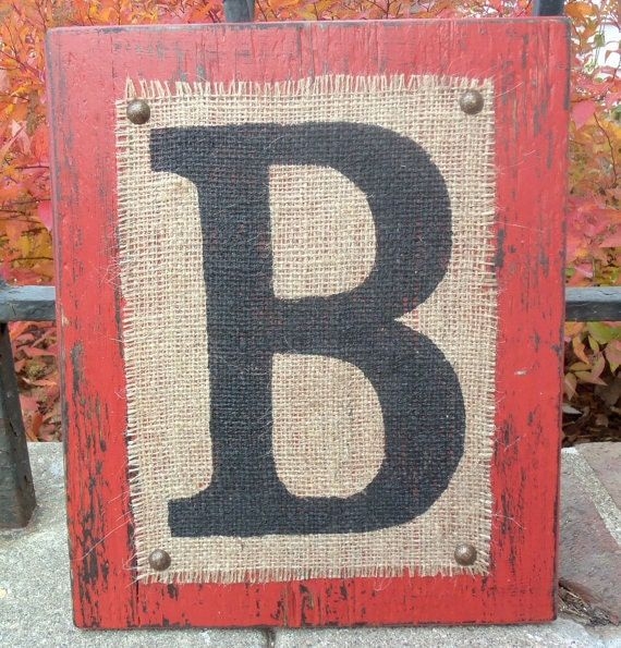 Burlap rustic wooden signs, initial signs for walls, initial sign for nursery, wedding signs, Last Name Monogram, wedding bridal shower gift