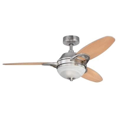 CIATA Arcadia Brushed Nickel 46 in. Indoor Ceiling Fan with Reversible Beech/Weathered Maple Blades and Remote Control